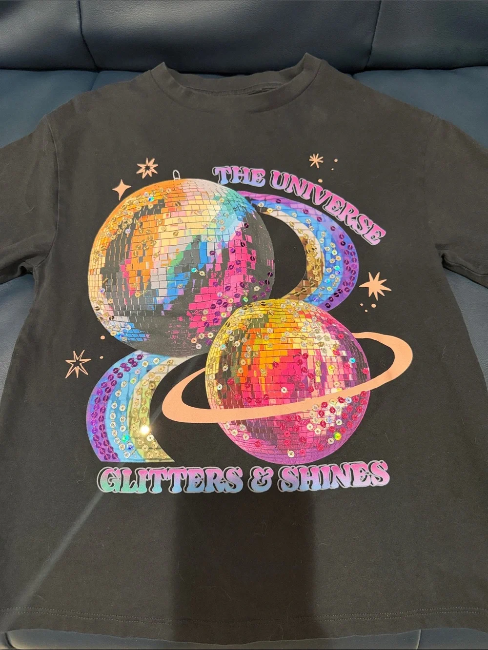 Kids Black Graphic Tee - The Universe Glitters & Shines - Picture 2 of 5